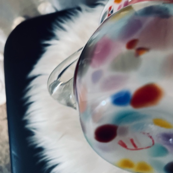 R. Foster hand blown glass confetti Art pitcher signed dated and has Pontil 14x8 - Picture 7 of 12